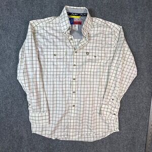 Wrangler George Strait Cowboy Cut Shirt Mens Medium White Green Check WACH30594